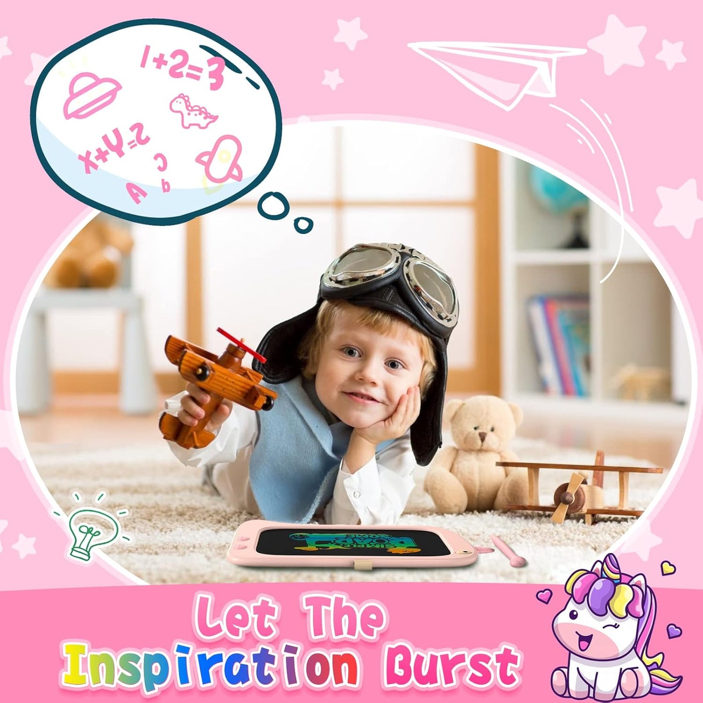 ORSEN 8.5 Inch Doodle Board Drawing Tablet - Dinosaur Toy Gift for Kids 3-7 Years Old
