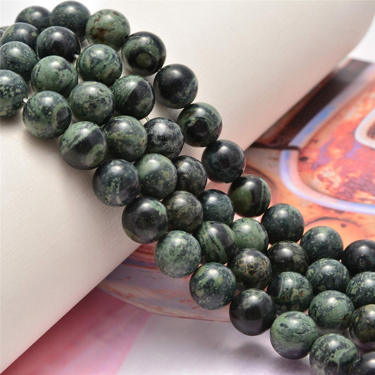 NCB 100pcs Original Natural Stone Beads Gemstone Round Loose Beads 6mm 8mm 10mm (Blue Aventurine, 6mm 100Beads) - Colors A