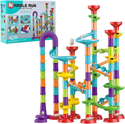 Toys for Boys 4-6 - Marble Runs 3D Maze Game DIY Educational Toys for Kids 5-7 Birthday Gift,Track Pipe Building Blocks Mini Glass Marbles for Kids,Toys for 3+ Year Old Boys Christmas (142PIECES)