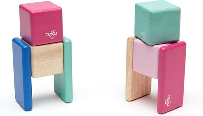 8 Piece Tegu Pocket Pouch Magnetic Wooden Block Set, Tints