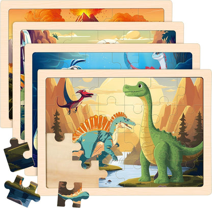 Puzzles for Kids Ages 4-6, 4 Packs Wooden Animals Jigsaw Puzzles for Toddlers Ages 3-5, Preschool Educational Puzzles Boards Toys Gifts for 3 4 5 6 Boys Girls