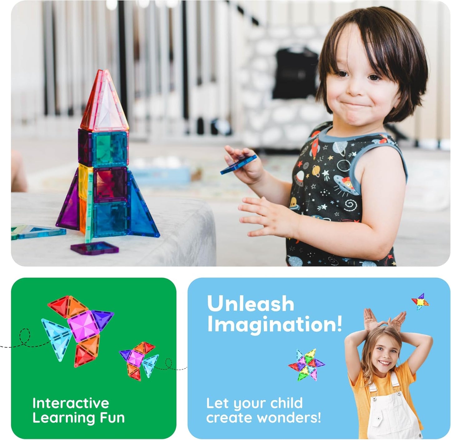 PicassoTiles 40pc Nano Mini Magnetic Tile Construction Building Blocks Travel Toy Set with Storage Case STEM Educational Fun Learning Magnet Tiles Stacking Toys for Toddlers Girls Boys Ages 3+ PN01