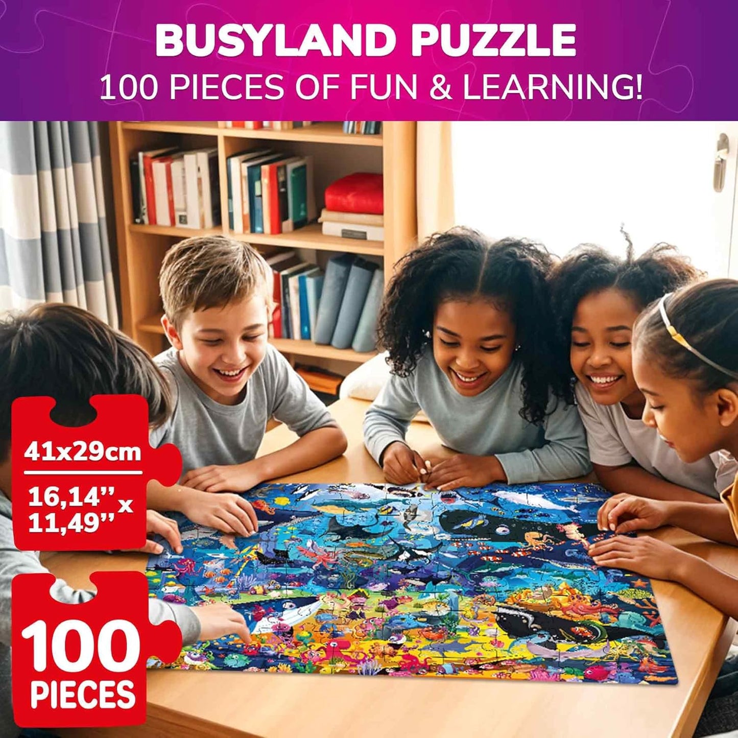 QUOKKA 100 Piece Puzzles for Kids Ages 4-6 – Floor Kids Puzzles Ages 6-8 Year Old – Toy for Learning Forest Animals for 8-10 yo – Jigsaw Toddler Game for Boy and Girl 3-5