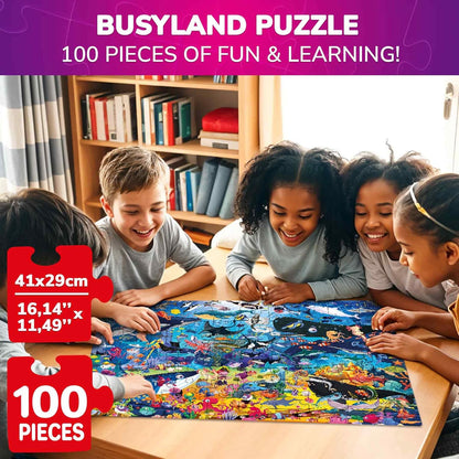 QUOKKA 100 Piece Puzzles for Kids Ages 4-6 – Floor Kids Puzzles Ages 6-8 Year Old – Toy for Learning Forest Animals for 8-10 yo – Jigsaw Toddler Game for Boy and Girl 3-5