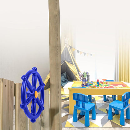 RedSwing Playground Accessories for Kids, Outdoor Swingset Attachments with Pirate Ship Wheel, Toy Telescope, Telephone and Safety Handles (Yellow and Green)