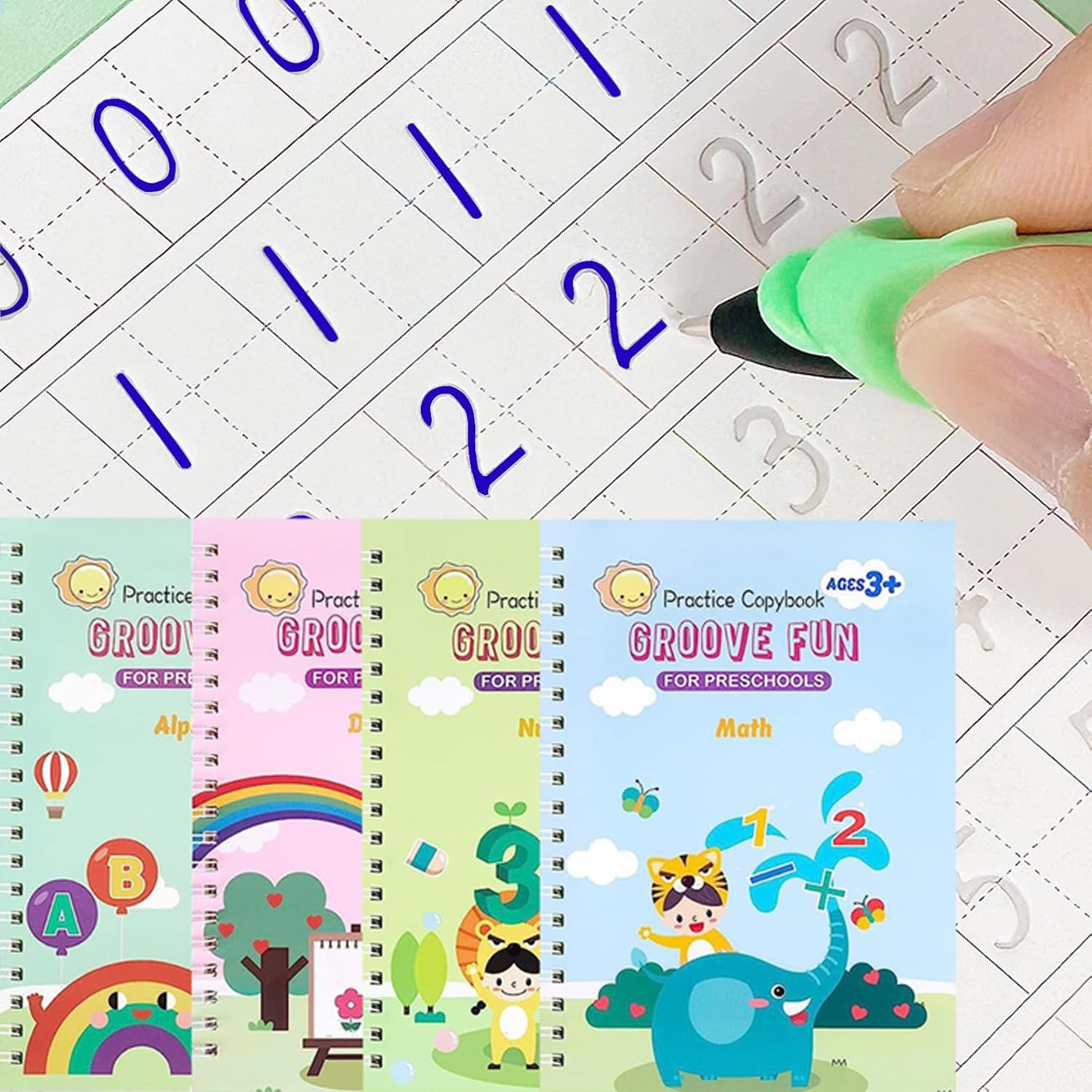 Magic Grooved Writing Practice for Kids - Grooved Writing Books for Kids 3-5 - Handwriting Practice Workbooks for Kids 8-10 - Preschool Tracing Books