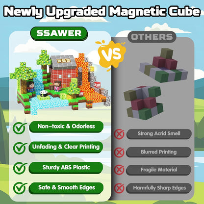 Magnetic Blocks Toys for Kids, 100 PCS Building Blocks Cubes, Stacking Magnetic Tiles Toys for Kids Toddlers Boys Girls Ages 3 4 5 6 7 8-12 Birthday Gifts Party Supplies (Underworld)