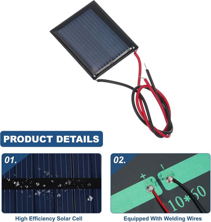 MECCANIXITY 2 Pcs 5.5V 0.44W 70mA Mini Solar Panels, Small Polycrystalline Solar Cell Panel with 2 Cable for DIY Electric Toy Materials Kits Charger, 60mm x 60mm
