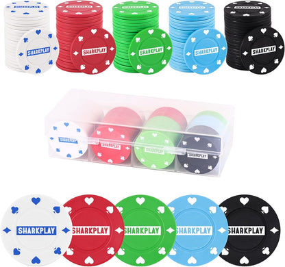 Plastic Poker Chips Set with Storage Box for Blackjack, Texas Hold'em, Night Poker Games