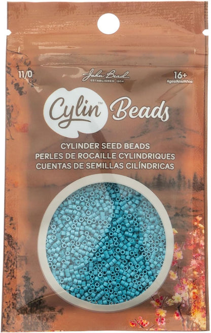 John Bead 25g Cylin Beads Opaque Turquoise Green 11/0 Glass Cylindrical Seed Beads for Jewelry Bracelets Necklaces Earrings Making Embroidery