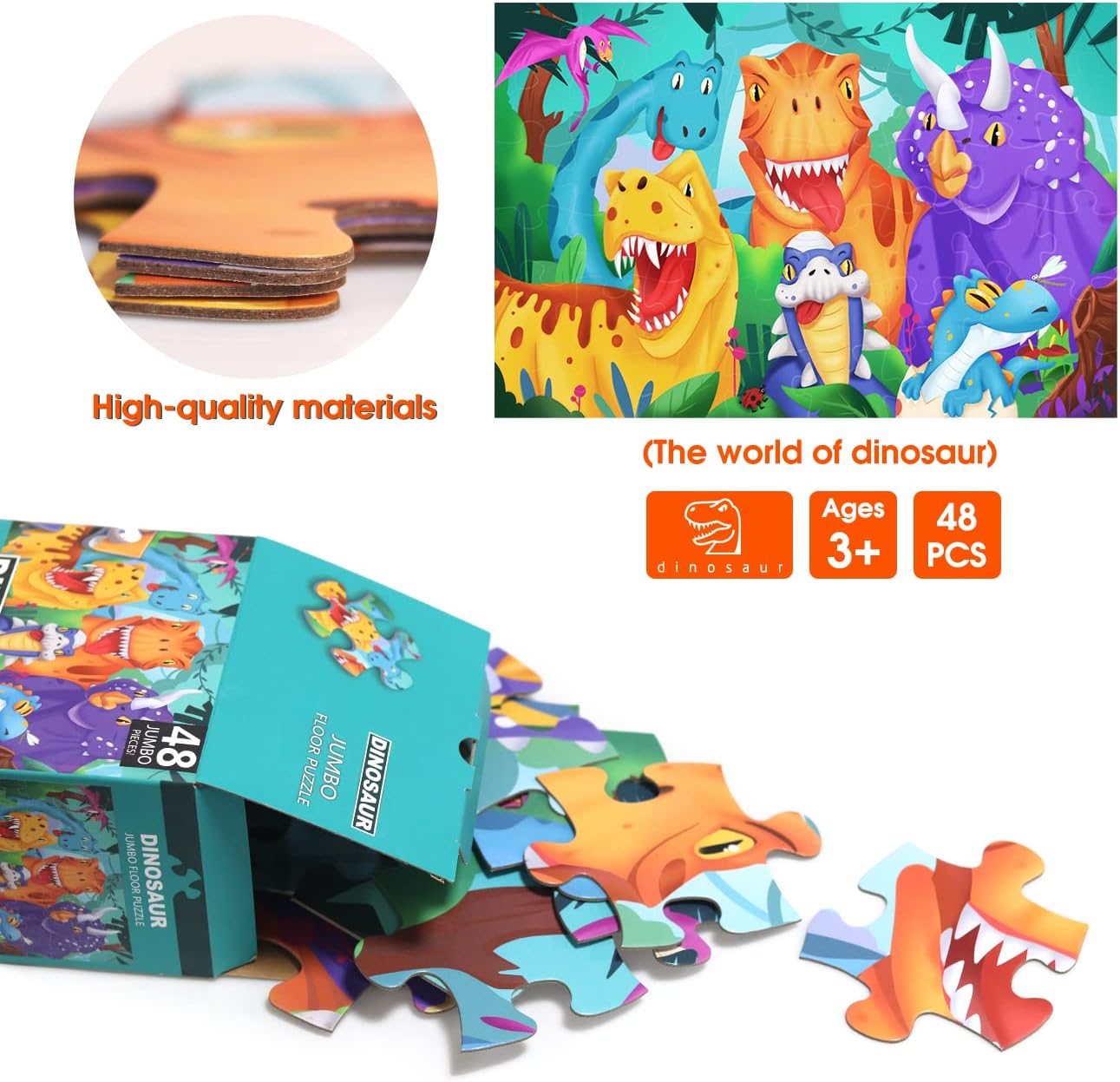 Jumbo Floor Puzzle for Kids,Farm Animals Jigsaw Large Puzzles,48 Piece Barn Puzzle for Toddler Ages 3-5,Children Learning Preschool Educational Toys,Birthday Easter Gift for 4-8 Years Old Boy and Girl