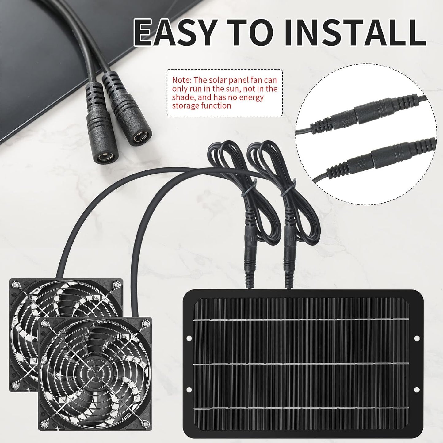 Riakrum Solar Powered Fan Solar Panel Dual Fans Kit 10w 12v Exhaust Fan Outdoor Waterproof for Greenhouse Chicken Coop Pet House Sheds Window(2 Set)
