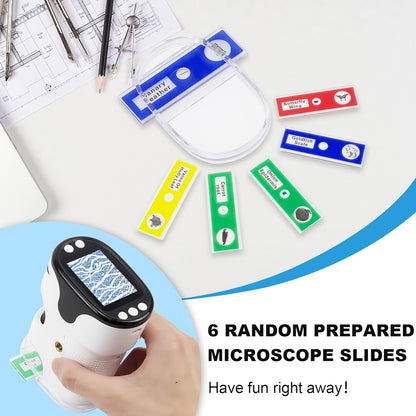 1000X Handheld Digital Microscope for Kids 2'' HD Screen 4K Rechargeable Mini Pocket Microscope with Slide Kit, Microscope Stand, 32G SD Card for Education Gift Age 4-6 8-12 Children