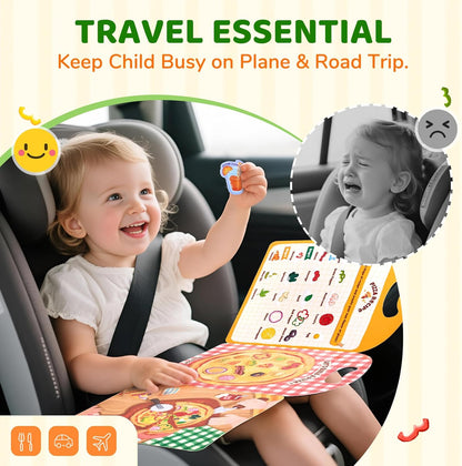 JoyCat Reusable Sticker Book Set (3-Pack): Farm, Pizza-Making, Weather - 90 Pcs Stickers for Toddlers, Kids Sticker Activity Book, Road Trip Travel Toys, Birthday Gifts for Boys and Girls