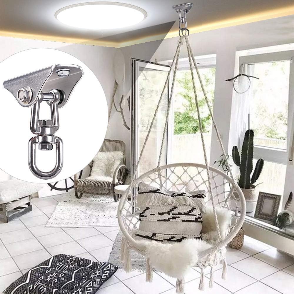 SELEWARE Anti-Squeaking Swing Hanger Stainless Steel Swing Set Hook Ceiling Mount Bracket for Hammock Chair Toddler Swing Yoga Swing Punching Bag 2 Packs