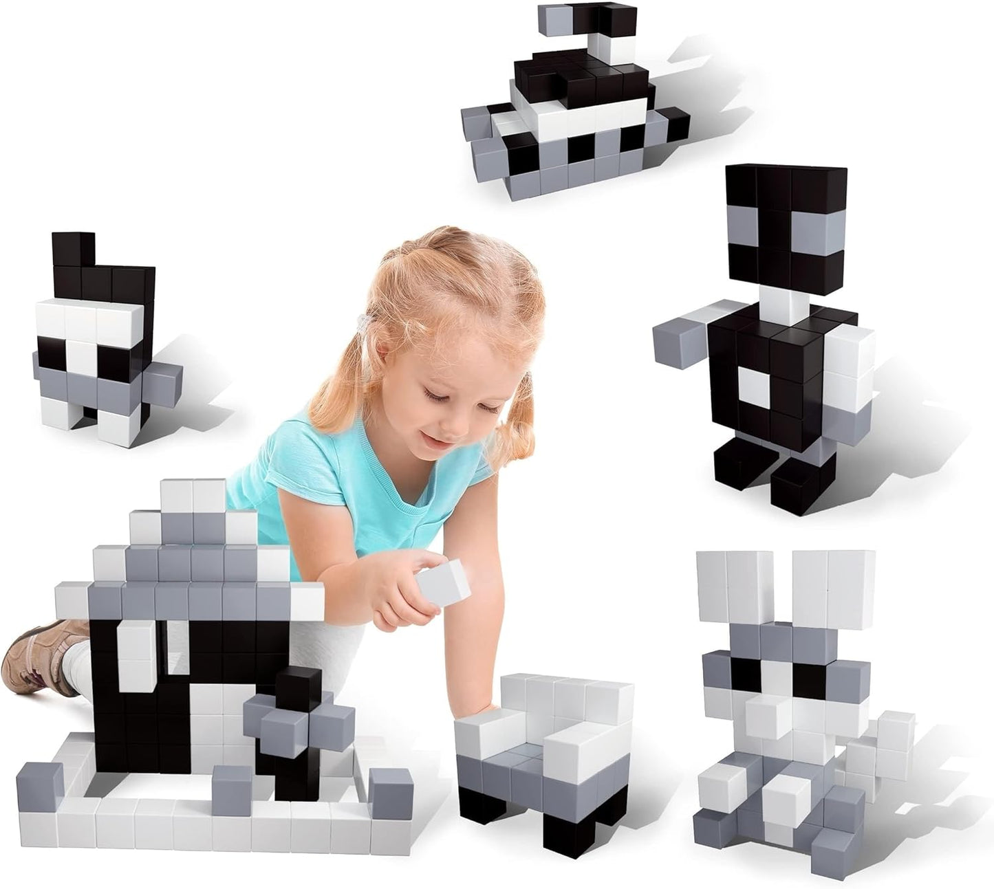 PicassoTiles 60pc Magnetic Puzzle Cube Building Set 1 Inch 3D Blocks STEM Construction Toy for Toddlers Kids Boys Girls Age 3+ Montessori Learning Travel Sensory Gift with Educational Idea Book PMC60