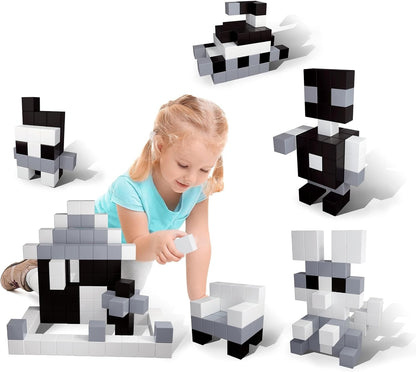 PicassoTiles 60pc Magnetic Puzzle Cube Building Set 1 Inch 3D Blocks STEM Construction Toy for Toddlers Kids Boys Girls Age 3+ Montessori Learning Travel Sensory Gift with Educational Idea Book PMC60