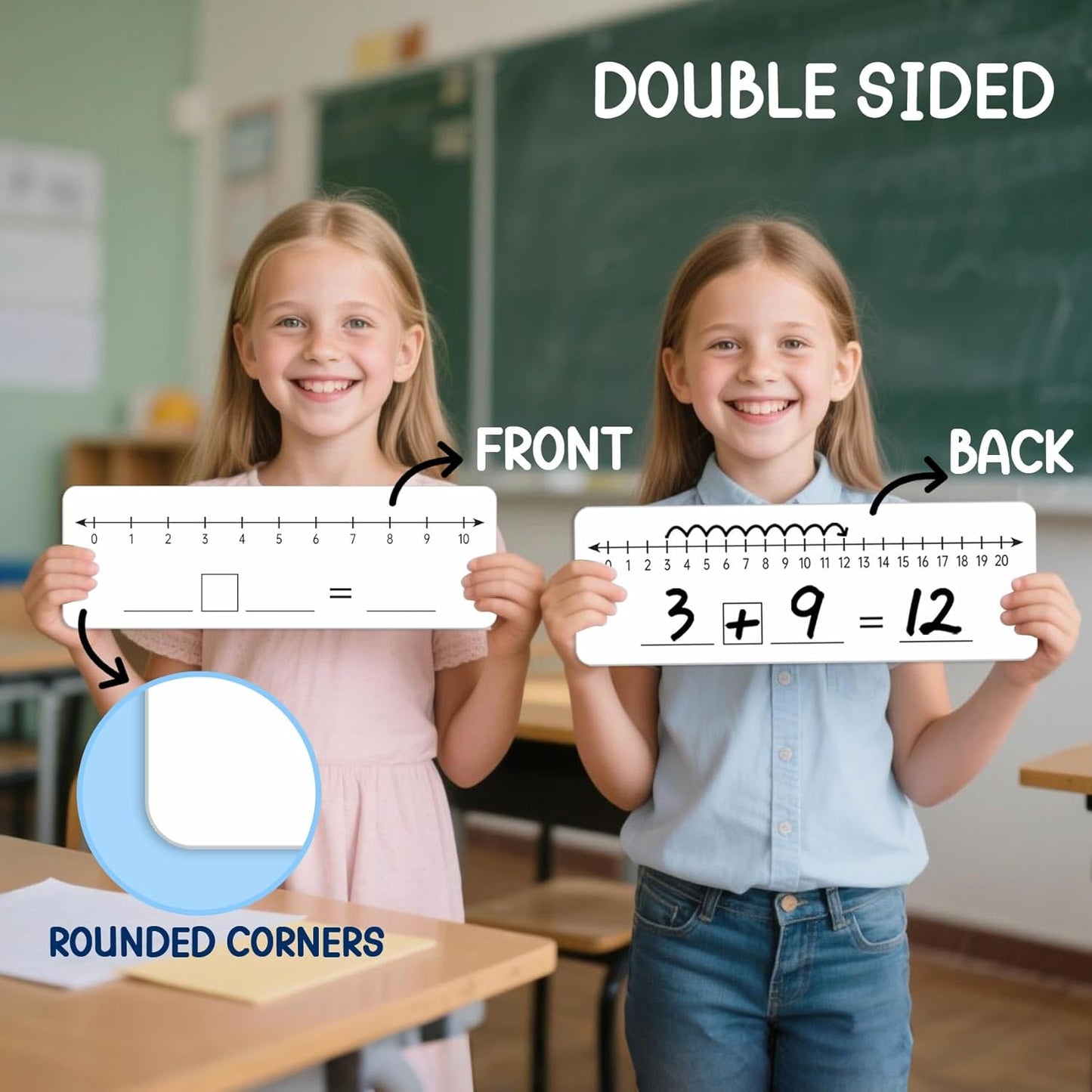 10 Pcs Number Line Dry Erase Boards Cards, Double Sided Writable and Erasable Board 0-10 on One Side 0-20 on Other Side Math Teaching Homeschool Supplies for Students, Classroom Must Haves (4” x 12”)
