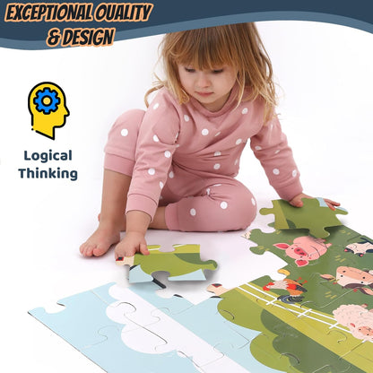 Jumbo Floor Puzzle for Kids, Large Jigsaw Puzzles 48 Piece with Box for Kids Ages 3-5,Preschool Learning & Education Toys, Gifts for 4-8 Year Old Boys and Girls(Jungle Animals)