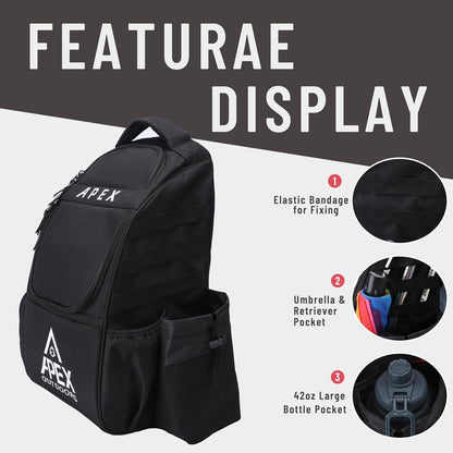 Disc Golf Bag, Large Disc Golf Backpack Holds Over 21 Discs, Durable & Lightweight with Multiple Storage Pockets