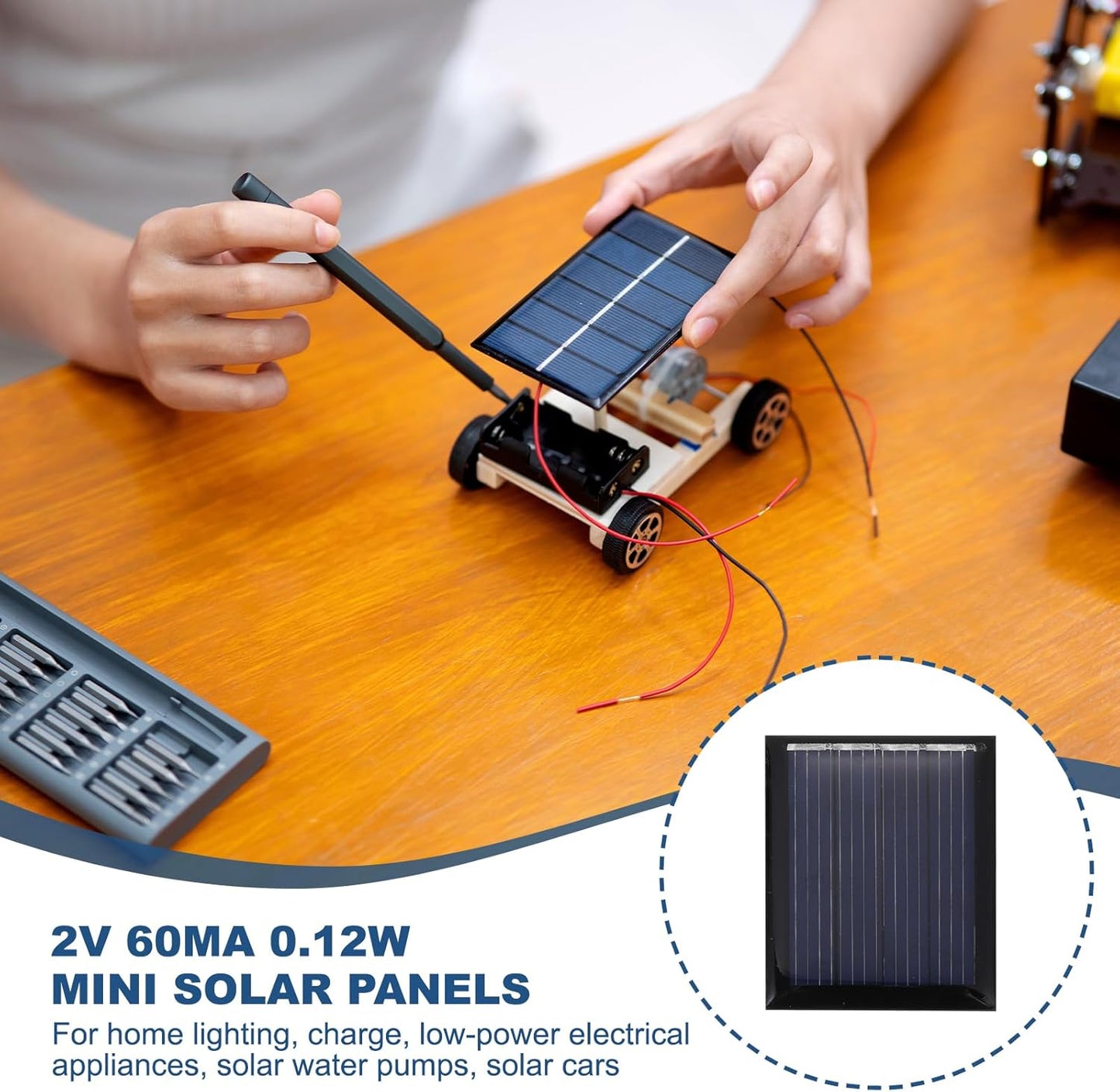 MECCANIXITY 8PCS 1.5V 0.09W 0.06A Mini Solar Panels for Solar Power, Small Solar Photovoltaic Cells Charge DIY Electric Toy Materials Solar System Kits, 1.18" x 1.18"