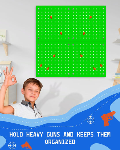 Skywin Wooden Pegboard for Nerf Gun Storage, Nerf Gun Wall Mount Eagle Shape, Compatible with All Blasters, Rack for Wall Organization - Birthday Gift for Kids (Orange)