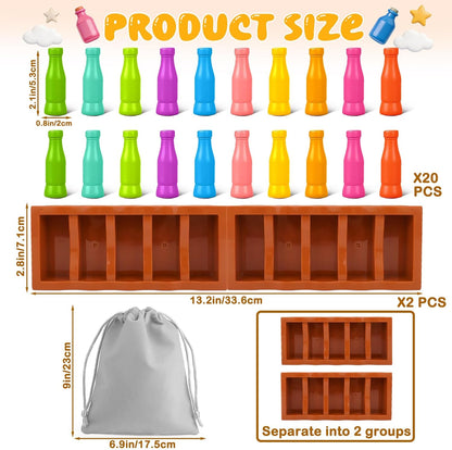 Vodolo 20pcs Bottle Color Match Game，Family Matching Games,Memory and Logical Training Bottle flip Game for fmaily, Party Activities