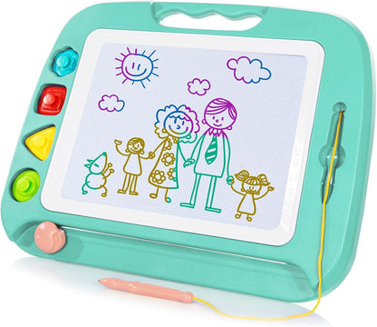SGILE Toddler Toys for Kids, Large Magnetic Drawing Board for Birthday Gift, Toys for 1 2 3 4 Year Old Girls Boys, Etch & Sketch Pad with 4 Stamps, Learning and Educational, 16 ×13 in, Blue
