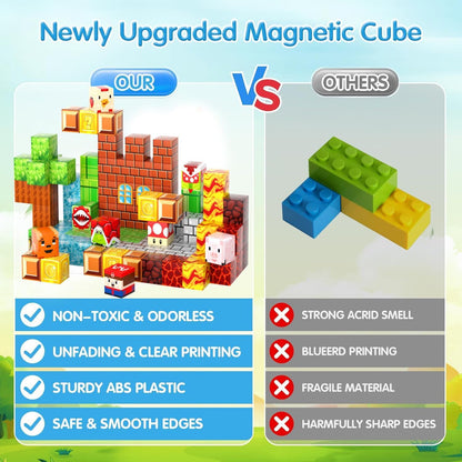 100 PCS 0.8 Inch Magnetic Blocks, STEM Montessori Stacking, Magnetic Building Blocks for Boys & Girls Age 3-8, Educational Stacking Magnets Cubes for Creativity, Birthday Gift for Ages 4-10