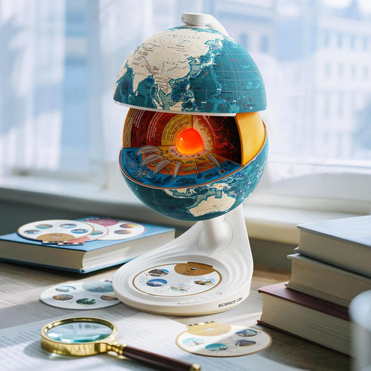 Science Can Openable Globe for Kids, 8 Inch Interactive World Globe, Talking Model with Knowledge & Quiz Mode, Bilingual STEM Toys for Ages 8-13, Educational Birthday Gifts for Boys & Girls Ages 6+