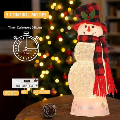120mm Christmas Snow Globe Lamp - Snowman Globle Musical Holiday Decoration Xmas Tree & Snowman with Timer, USB Power, Festive Room Light, Best Gift for Christmas,New Year
