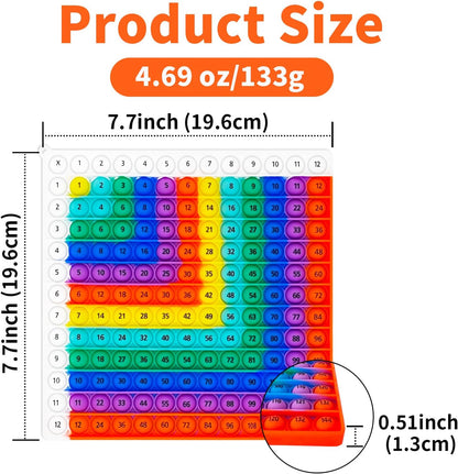 12x12 Multiplication Pop Board - Sensory STEM Learning Toy with Poppable Bubbles, Interactive Math Game for Classroom & Home, Multiplication Table Chart, Stress Relief Tool, CPC Certified