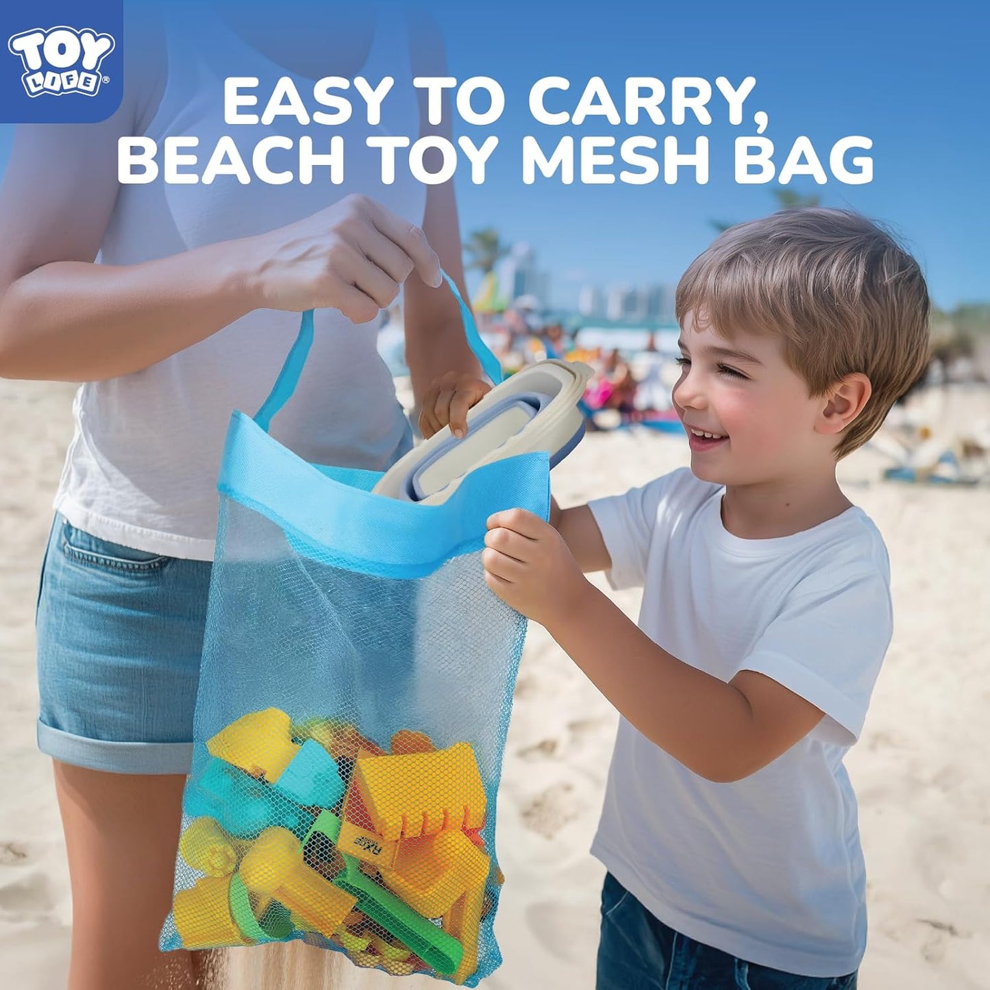 TOY Life 30 Pcs Dinosaur Fossil Beach Toys for Kids Ages 4-8 Collapsible Sand Toys with Dinosaur Toys Silicone Bucket Shovels & Dino Digging Building Kit Molds, Sandbox Toy for Summer, Travel