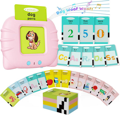 Aullsaty Talking Flash Cards for Toddlers 1-3, Upgraded 248 Sight Words Montessori Speech Therapy Toy, Autism Sensory Educational Learning Toys, Birthday Gifts for Boys Girls (Pink)