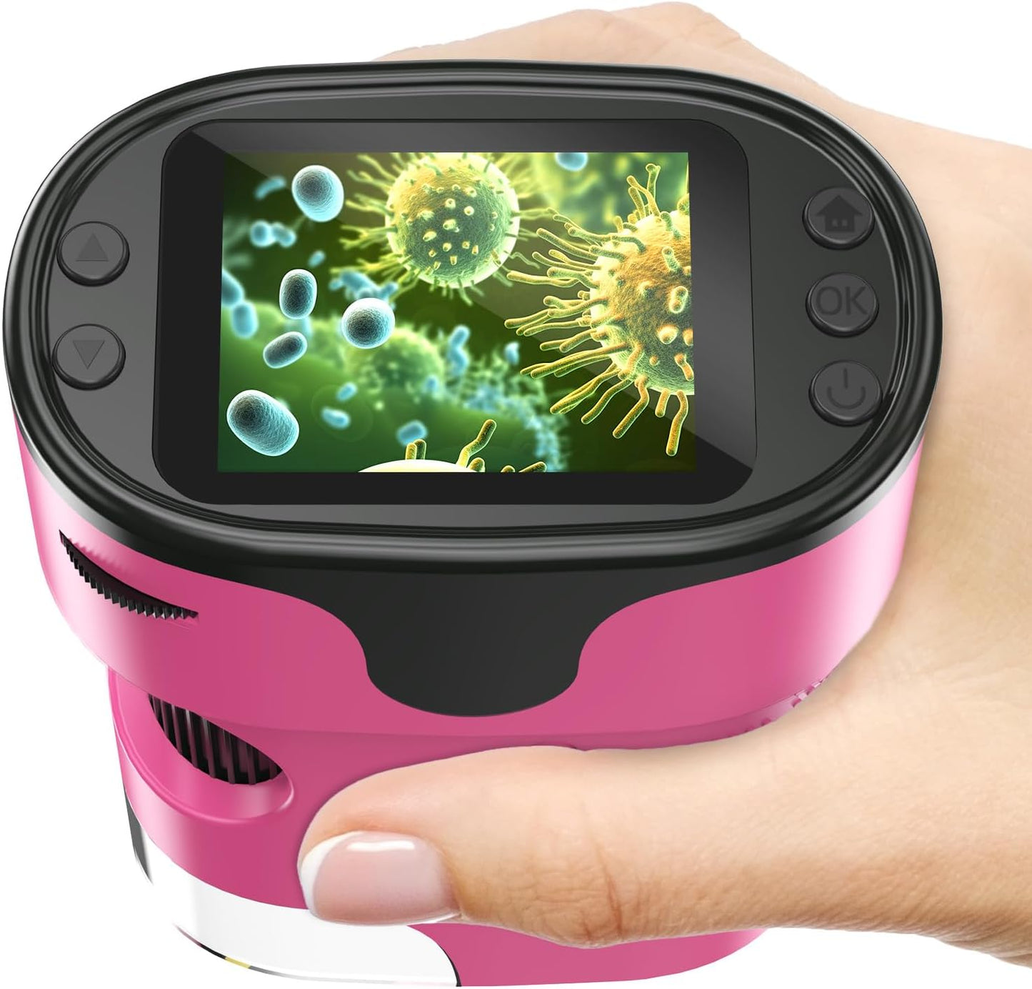 1000X Handheld Microscope for Kids 4K 2.0" Screen Rechargeable Mini Pocket Digital Microscopes w/Slides Kit Portable Edu Gift Age 4-6 8-12 Children Students (White)