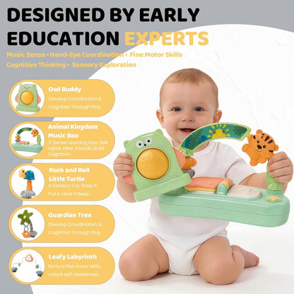 Time Followers® 6-in-1 Baby Activity Center | 4 Stage Montessori-Inspired Toys | Grow Stationary Standing Toddler Table | Jumpers & Bouncers | Must Have for Boy & Girl 6, 12, 24+ Month Old (White)