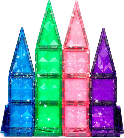 CreateOn Crayola Mini Magnetic PIP-Tiles, Building Set for Kids, Magnetic Building Toys for Kids, STEM Travel Toys for Boys and Girls Ages 3+, 24-Piece Set (Glitter)