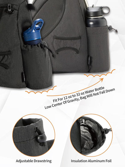 MOYAQI Disc Golf Bag with Retriever Holder and Storage Pockets, Disc Golf Backpack with 8-10 Disc Capacity, Padded Adjustable Strap and Back Panel, Lightweight and Durable