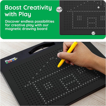 PicassoTiles 2PK 4-in-1 Magnetic Drawing Board 12x10 inch Large Magnet Tablet Pad with 4 Facings Lowercase & Uppercase Alphabets, Numbers, & Freestyle STEM Learning Writing Reading Playboard PTB06