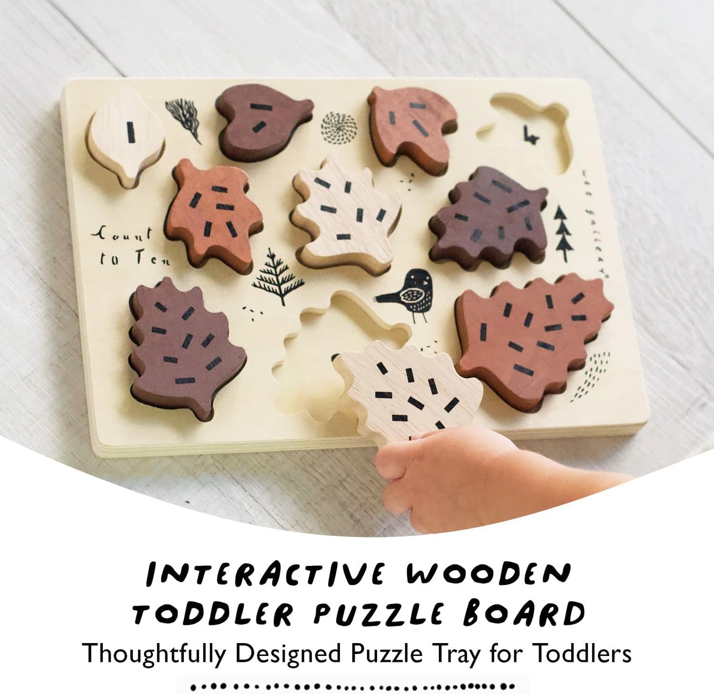Wee Gallery Wooden Puzzles for Toddlers 1-3 – Count to Ten Ladybugs Toddler Puzzle, Puzzles for 1 Year Old & Up, Wooden Toddler Puzzle for Fine Motor Skills & Early Number Learning