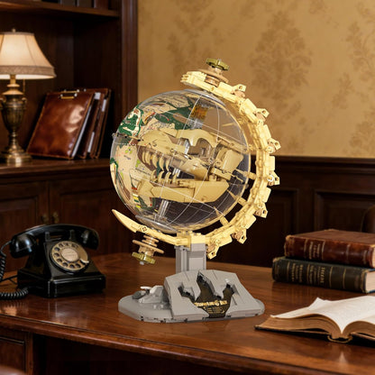 Dinosaur Skull Fossils Globe Building Set,360° Rotatable Globe Display Model with LED Light,STEM Skeleton Model Educational Toy, Gifts for Boys and Girls Ages 14+