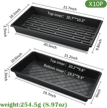 RooTrimmer 10 Pack 1020 Mesh Trays, Extra Strength 1020 Mesh Bottom Trays with Holes, 20'' x 10'', Heavy Duty Propagation Flats for Microgreens, Seed Starting, Soil Blocks, Hydroponics & Wheatgrass