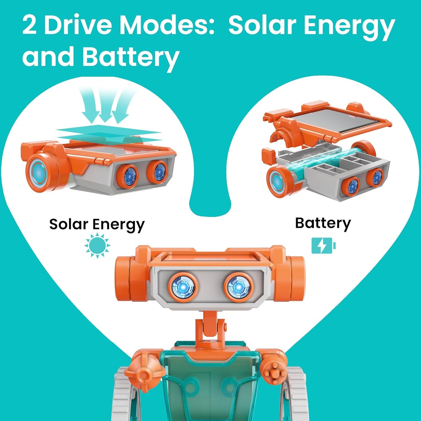 Sillbird Solar Robot Building Kit STEM Gift for Boys Aged 8-13, 15-in-1 DIY Science Educational Robotic Toy for Kids Teens Birthday, Powered by the Sun or Battery with 212 Pieces