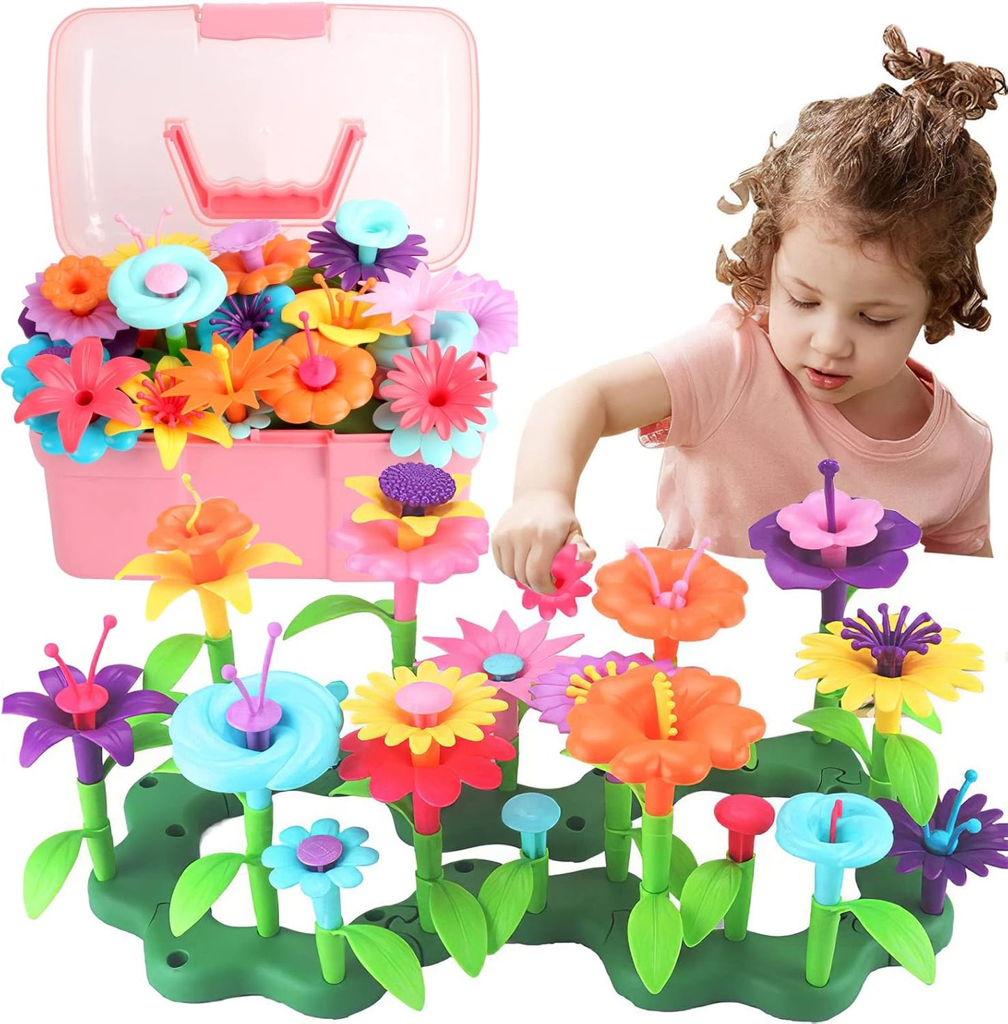 CENOVE Birthday Toys Gifts for 3 4 5 Years Old Toddler Girls Boys,Flower Garden Building Toy STEM Educational Activity Preschool Easter Gift for Kids Age 2-4 Easter Basket Stuffers(130 Pcs)