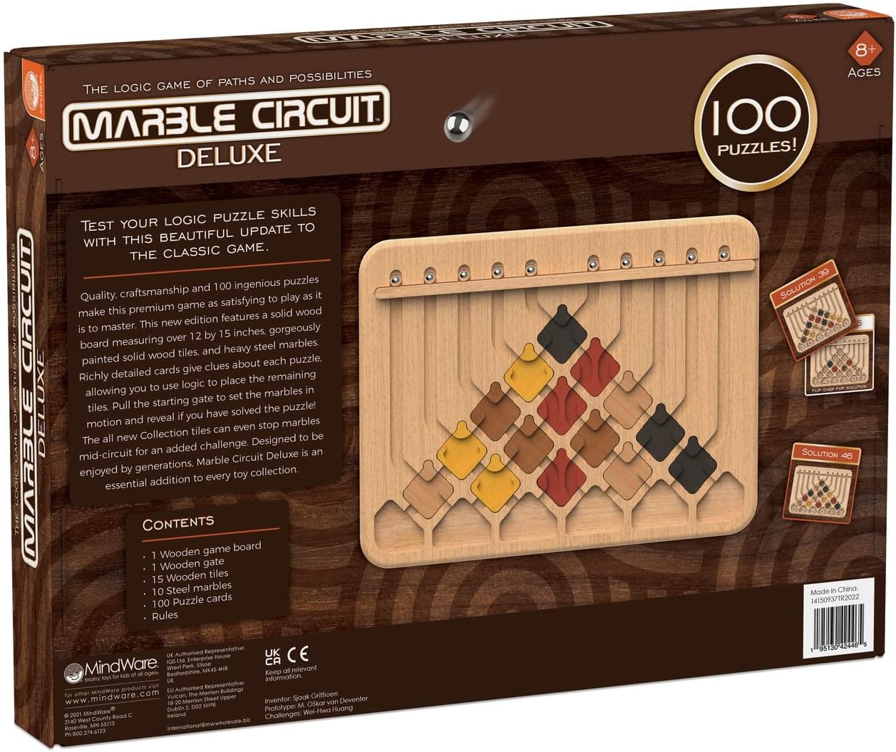 MindWare Marble Circuit Deluxe Brain Teaser Puzzles – Logic Game for 1 Player – Great Gift for Kids & Adults – Premium Marble Maze Game with 100 Brain Puzzles – Ages 8+