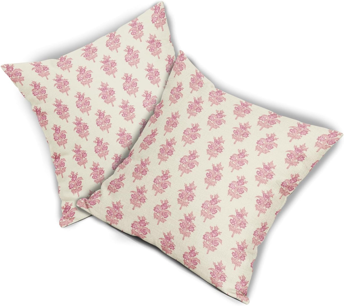 Sage Green Blue Floral Block Print Pillow Covers 18x18 Set of 2 Spring Flower Pattern Decorative Throw Pillowcases Outdoor Rustic Farmhouse Square Cushion Cases Decor for Home Couch Sofa Bed