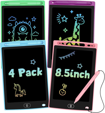 4 Pack LCD Writing Tablet for Kids, Erasable and Reusable Toddler Doodle Board in 8.5 inch, Ideal Educational Drawing Pad for Learning Toy for Ages 3-8 Gifts for Girls Boys