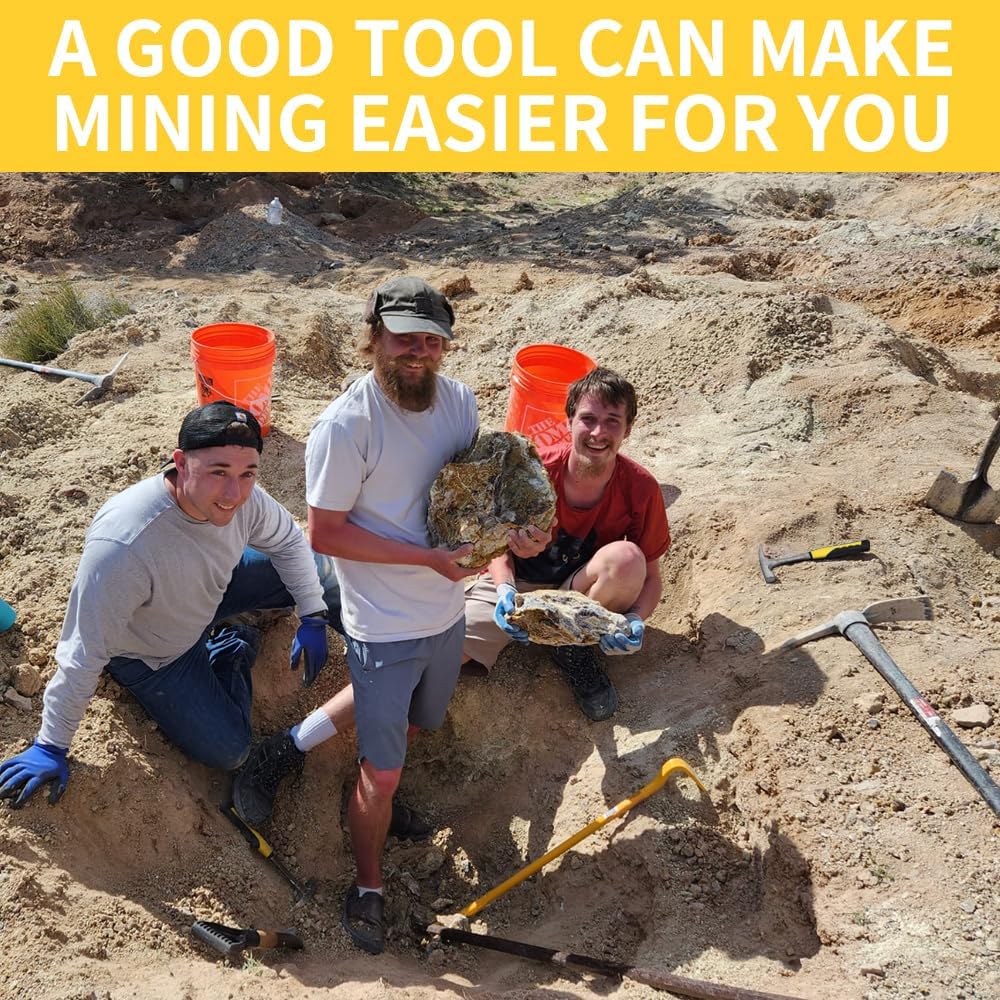 14 PCS Geology Rock Pick Hammer Kit, Gold Mining & Prospecting Equipment Tool, Musette Bag, 22oz Hammer & Digging Chisels, Shovel, Magnifying Glass, Whistle, Goggles