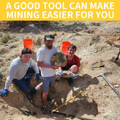 14 PCS Geology Rock Pick Hammer Kit, Gold Mining & Prospecting Equipment Tool, Musette Bag, 22oz Hammer & Digging Chisels, Shovel, Magnifying Glass, Whistle, Goggles