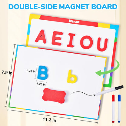 JoyCat Classroom Magnetic Letters Kit Colorful 234 Pcs with Double-Sided Magnet Board - Foam Alphabet Letters for Preschool Kids Toddler Spelling and Learning - Fridge Magnets ABC Education Toys